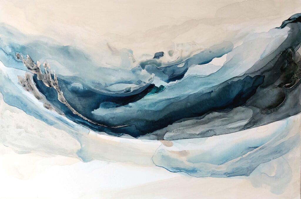 The Scent of Salt on the Winter Seashore, a synesthetic art painting by Meriem Delacroix